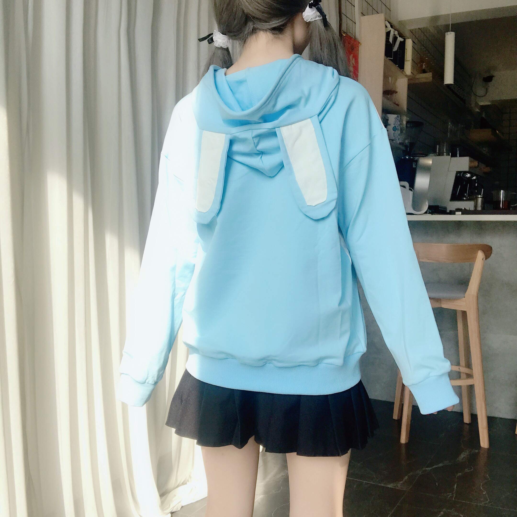 Kawaii Animal Hoodie Cute Cartoon Ear Print Pullover Sweatshirt with Heart Drawstrings